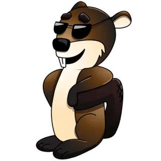😎 Castor, Dessin animé, Animal, Lunettes, Cool, Mammifère, Mignon whatsapp sticker