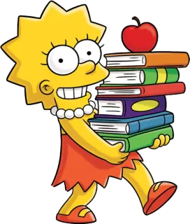 😊 Lisa Simpson The Simpsons cartoon, school, books, apple, student, character whatsapp sticker