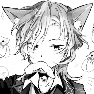 🐈 Anime, Katzenohren, Garnele, Manga telegram sticker