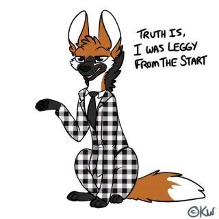 ☢️ TRUTH IS, I WAS LEGGY FROM THE START animale, antropomorfo, cartone animato, completo, personaggio telegram sticker