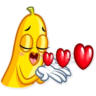 😘 banana, coração, desenho animado, amor, emoji telegram sticker