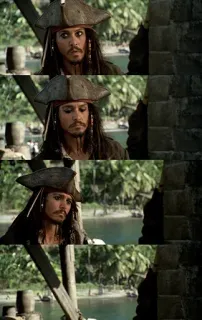 😑 Jack Sparrow Pirates of the Caribbean pirate, film, personnage, acteur, capitaine, mer, aventure whatsapp sticker
