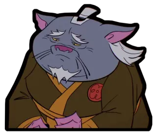 😔 Splinter Teenage Mutant Ninja Turtles นินจา, เต่า, อาจารย์, เซนเซ, มนุษย์กลายพันธุ์, หนู, แอนิเมชัน telegram sticker