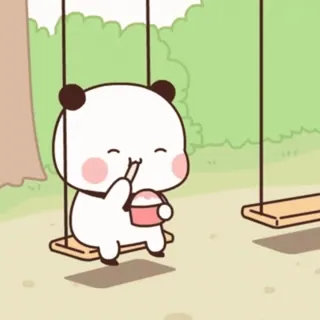 🎈 Panda, Beer, Leuk, Kawaii, Cartoon, Schommel, Eten, Dessert whatsapp sticker
