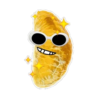 😎 naranja, fruta, gafas de sol, dibujo animado, comida, pegatina, feliz, lindo whatsapp sticker