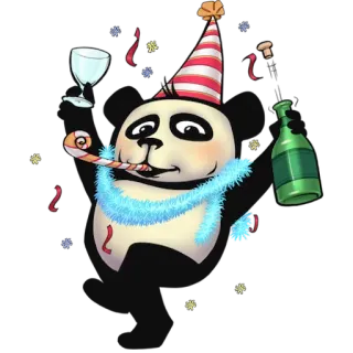 🤗 panda, feest, viering, nieuwjaar, dier, cartoon telegram sticker