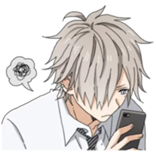 😕 anime, manga, confused, phone, cartoon, sticker telegram sticker