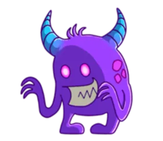 😈 Monster, Lila, Cartoon, Dämon whatsapp sticker