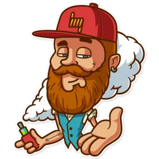 😏 Vape, Fumer, Homme, Hipster, Casquette, Barbe whatsapp sticker