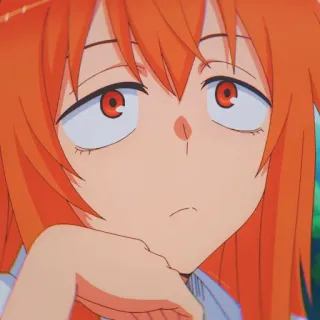 🎭 anime, manga, tóc cam, chán, cô gái telegram sticker