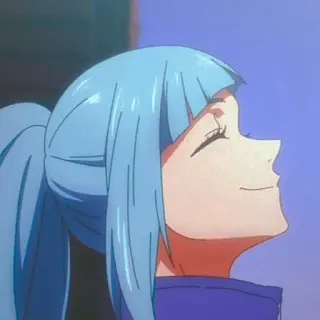 👾 anime, woman, blue hair, smile, cartoon telegram sticker