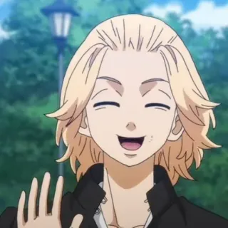 ⛓ Mikey anime, character, smiling, waving telegram sticker