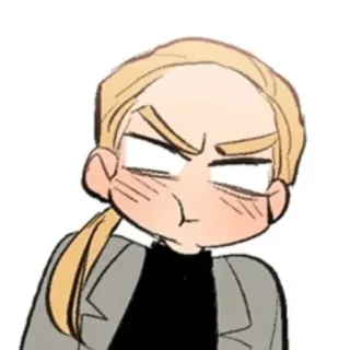 😂 角色, 插图, 生气, 金发, 肖像 whatsapp sticker