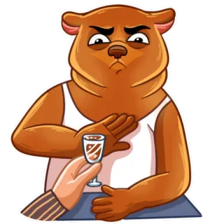 ☹ bear, alcohol, rejection, cartoon, animal, drink telegram sticker