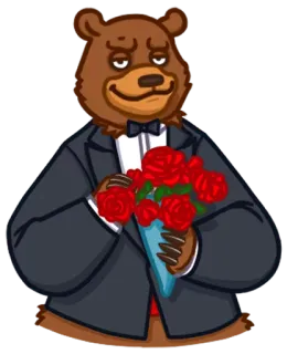 😉 urso, smoking, flores, rosas telegram sticker