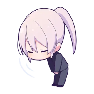 🙏 Anime, Chibi, Reverência, Saudação, Desenho animado, Personagem telegram sticker