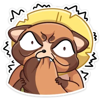 🙄 Tanuki, Mapache, Enojado, Divertido, Dibujos animados, Pegatina, Meme whatsapp sticker
