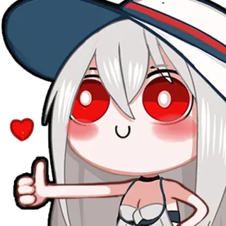 🥰 Dziewczyna anime, Kciuk w górę, Serce, Słodkie, Kreskówka, Naklejka whatsapp sticker