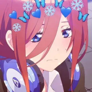 😊 anime, girl, headphones, cute, blue telegram sticker
