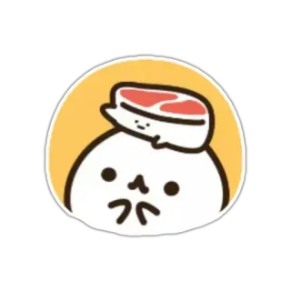 🍥 zwierzę, kreskówka, blob, mięso, zirytowany, słodki, naklejka telegram sticker
