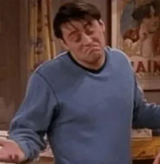 🤷‍♀ Joey Tribbiani Friends フレンズ, ジョーイ・トリビアーニ, 肩をすくめる, 無関心, テレビ番組, シットコム telegram sticker