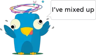 😲 I've mixed up pássaro, tonto, desenho animado, engraçado, confuso, animação telegram sticker