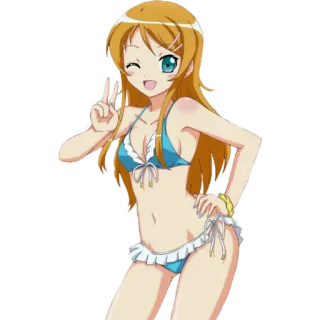 ✌ Chica anime, Bikini, Lindo, Dibujos animados, Ilustración telegram sticker