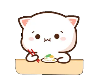 🍛 Katze, Essen, Essstäbchen, süß, kawaii, Essen telegram sticker
