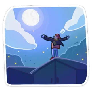 🌃 Nacht, Mond, Himmel, Person, Traum, Wolken telegram sticker