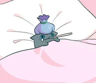 🐱 doente, desenho animado, personagem, termômetro, cama, doença telegram sticker
