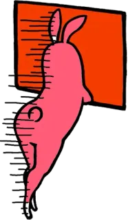 😝 Hase, Tier, Cartoon, Orange, Rosa, Aufkleber, Humor whatsapp sticker