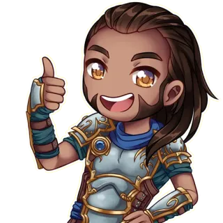 👍 Polegar para cima, Chibi, Aprovação, Armadura, Desenho animado telegram sticker