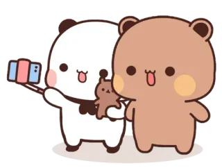 🐻 bears, animals, cartoon, sticker, cute, selfie, phone, friends telegram sticker