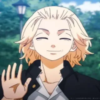 🖐 аниме, манга, портрет, мультфильм, персонаж, улыбается, машет telegram sticker