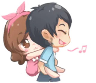 🎼 cartoon, couple, hug, love, cute, relationship whatsapp sticker