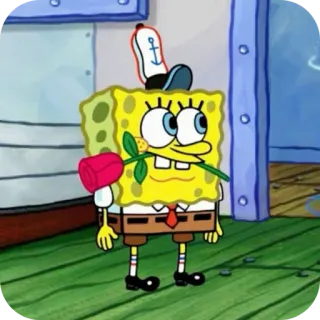 🌹 Spongebob Spongebob Squarepants spongebob, cartoon, rose, romantic, nickelodeon telegram sticker