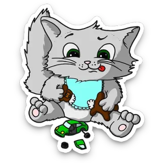 🔨 Katze, Kätzchen, Baby, Tier, Cartoon, Spielzeug, süß telegram sticker