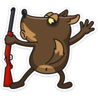 😗 animal, gun, cartoon, weapon, rifle, hunting telegram sticker