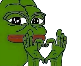 ❤ Pepe Pepe la grenouille, Mème, Mème internet, Coeur avec les mains, Grenouille telegram sticker