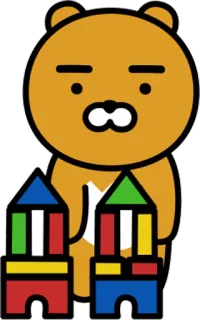 🏠 Ryan Ryan, Kakao Friends, Bär, Bausteine, Cartoon, Figur whatsapp sticker