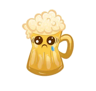 😥 Bier, Getränk, traurig, süß, Emoji telegram sticker