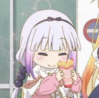 💕 Kanna Kamui Miss Kobayashi's Dragon Maid Anime, Carino, Kanna Kamui, Dragon Maid, Cartoni animati, Kawaii, Mangiare telegram sticker
