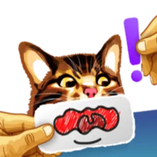 😰 кот, животное, смешной, стикер, рисунок, восклицательный знак, милый whatsapp sticker