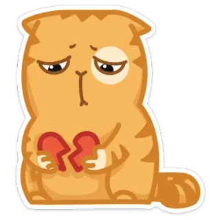 💔 chat, triste, coeur brisé, chagrin d'amour, animal, mignon telegram sticker