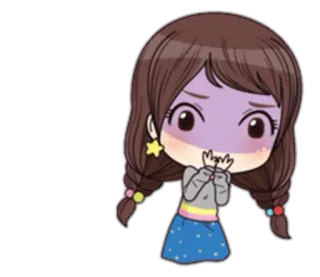 🙊 Desenho animado, Menina, Assustada, Ansiosa, Envergonhada, Fofa telegram sticker