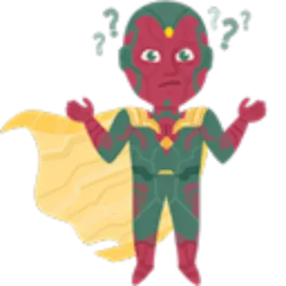😮 Vision Visão, Marvel, super-herói, revista em quadrinhos, androide, pontos de interrogação telegram sticker