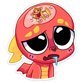 🤯 cartoon, cute, dragon, monkey, mind, illustration whatsapp sticker