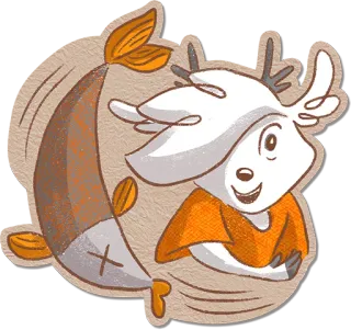 🐳 стикер, мультфильм, животное, рыба, олень, милый, талисман telegram sticker