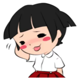 ☺️ dessin animé, fille, mignon, autocollant, animé, rougir whatsapp sticker