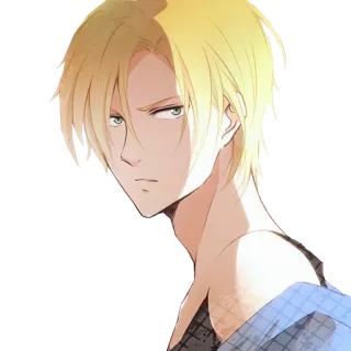 😒 anime, character, blonde hair, illustration, male telegram sticker